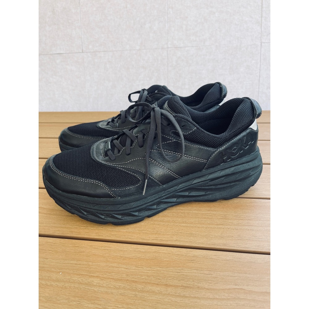 Hoka One One Bondi L Raven Black Leather Mesh Sneakers Mens 13 Work Gym Shoes